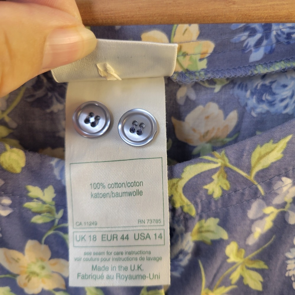Vtg Laura Ashley Made in UK Floral Cotton Prairie Cottage Midi Dress Women 14 - Picture 6 of 15
